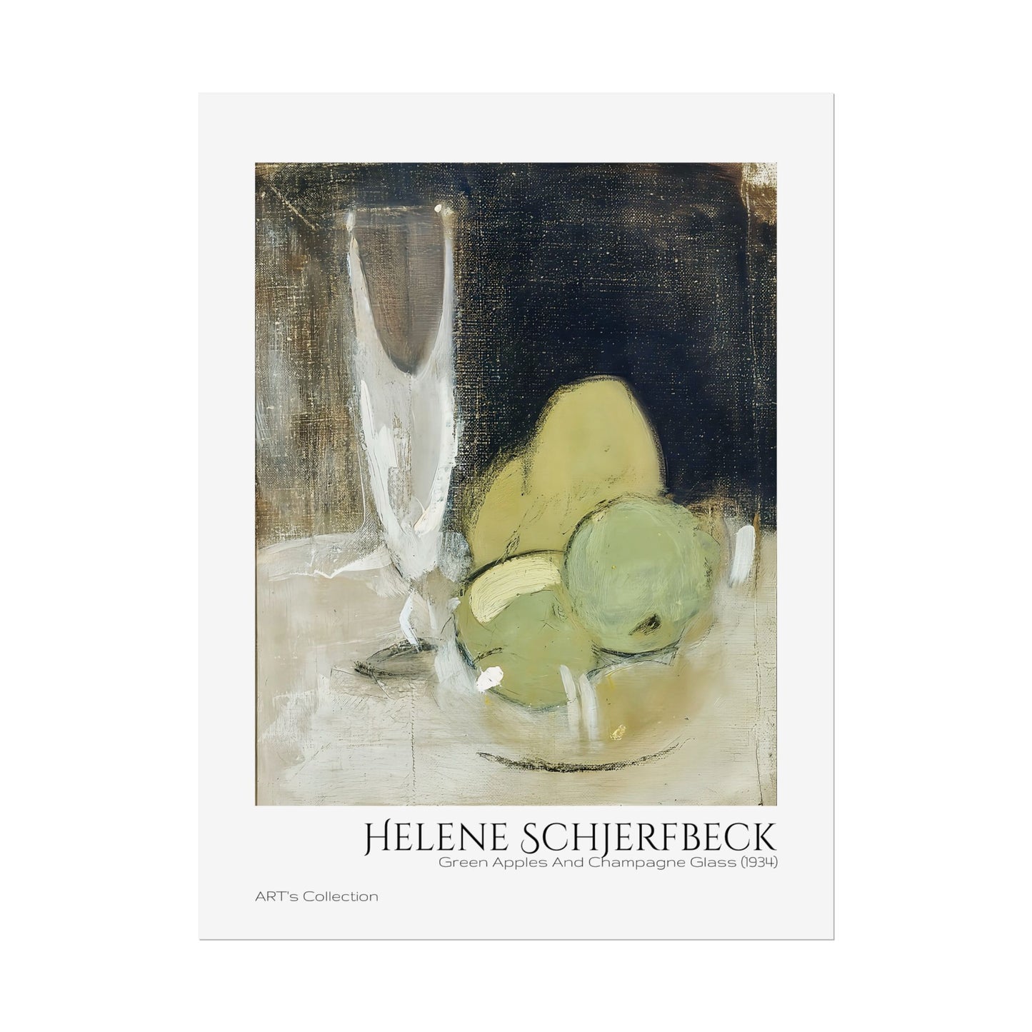 Green Apples And Champagne Glass (1934) by Helene Schjerfbeck  / Affiche imprimée - Série ART's Collection