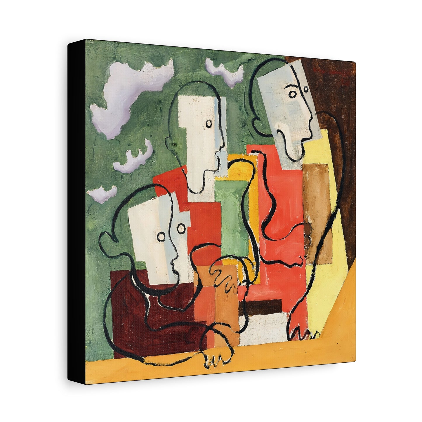 Trois personnages (1928) by Louis Marcoussis / Reproduction Fine Art sur Toile / Large Epaisseur 3.2 cm - 1.25 inch