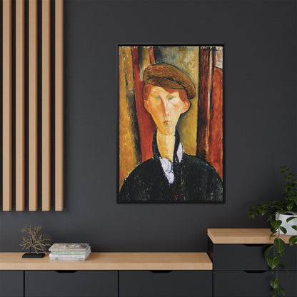 Young Man with a Cap (early 20th century) by Amedeo Modigliani / Toile encadrée sur caisse américaine