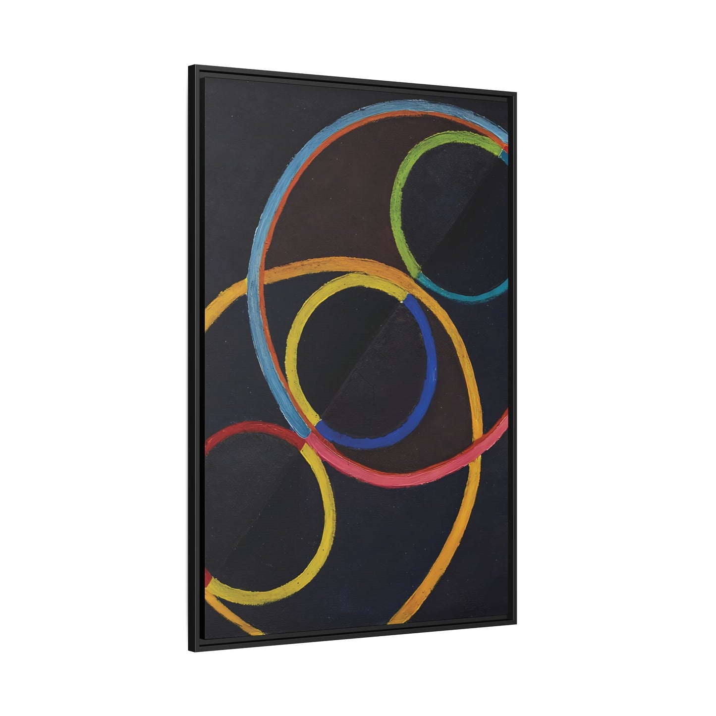 Relief noir avec des cercles de couleur  by Robert Delaunay  / Toile encadrée sur caisse américaine