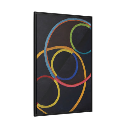 Relief noir avec des cercles de couleur  by Robert Delaunay  / Toile encadrée sur caisse américaine