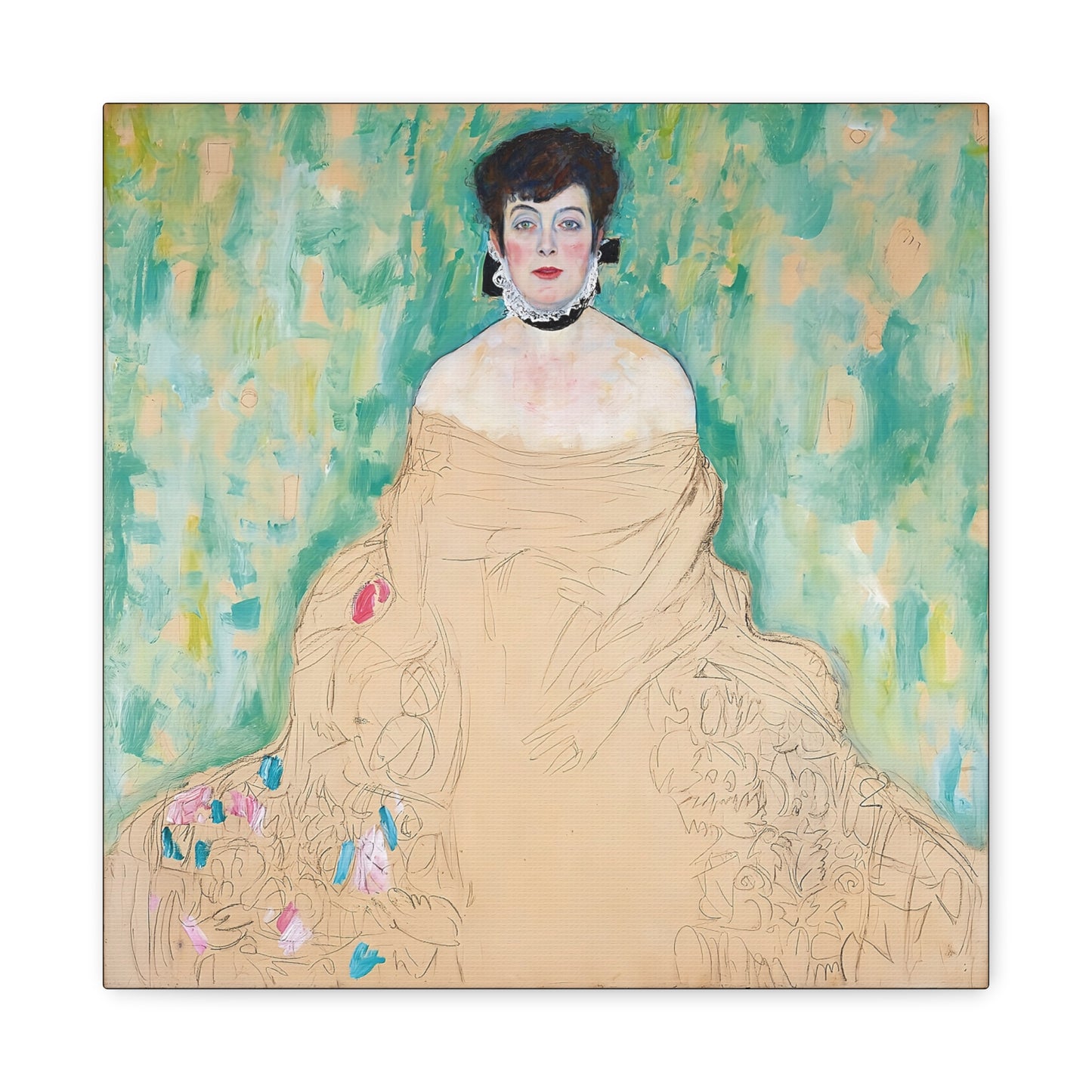 Amalie Zuckerkandl (1917) by Gustav Klimt / Reproduction Fine Art sur Toile / Flanc Large Epaisseur 3.2 cm - 1.25 inch