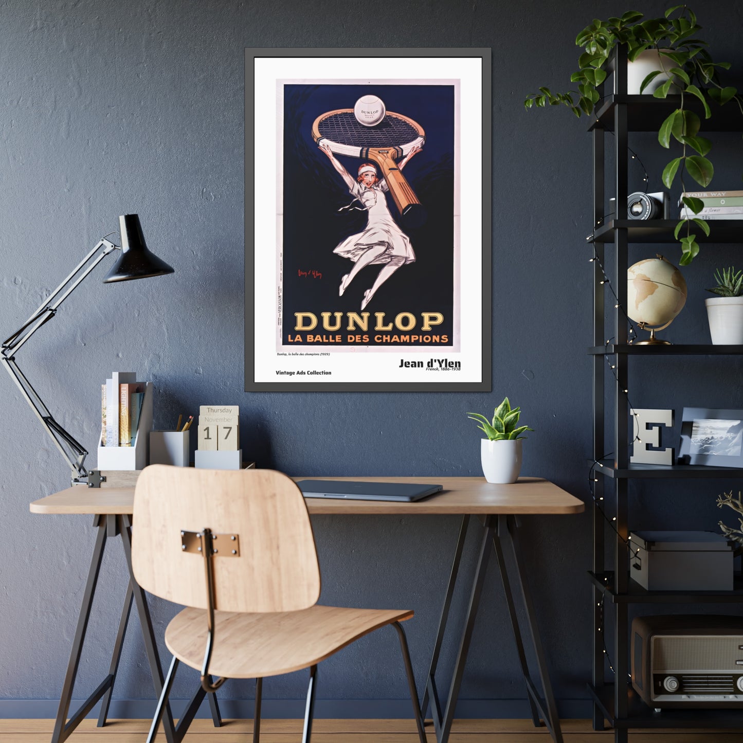 Dunlop, la balle des champions (1929) by Jean d'Ylen / Affiche Encadrée Série Vintage Ads Collection