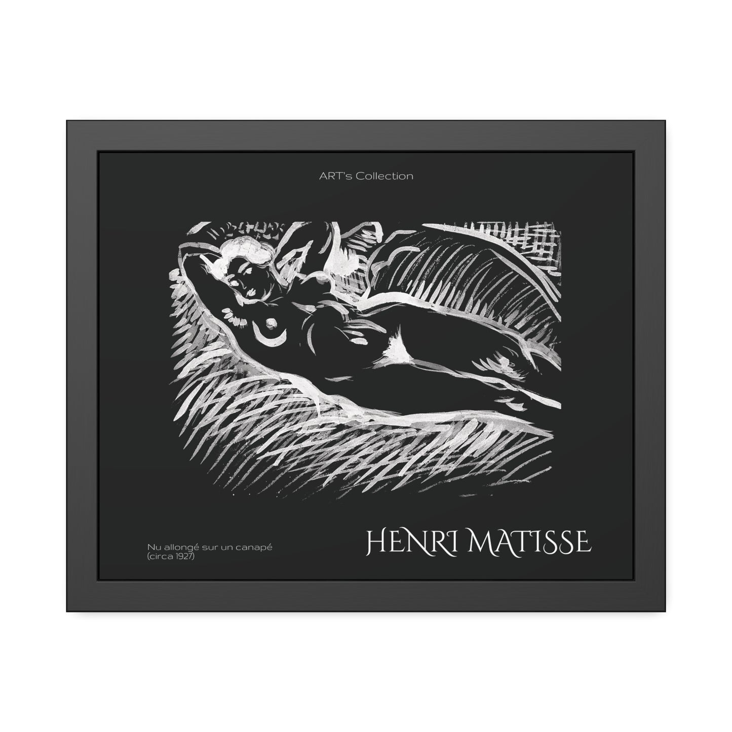 Nu allongé sur un canapé (circa 1927) black édition by Henry Matisse  / Affiche Encadrée série ART's Collection