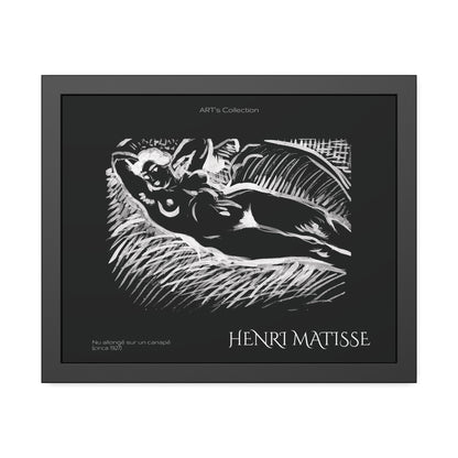 Nu allongé sur un canapé (circa 1927) black édition by Henry Matisse  / Affiche Encadrée série ART's Collection
