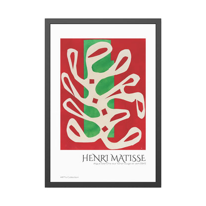 Algue blanche sur fond rouge et vert (1947) by Henri Matisse / Affiche Encadrée série ART's Collection