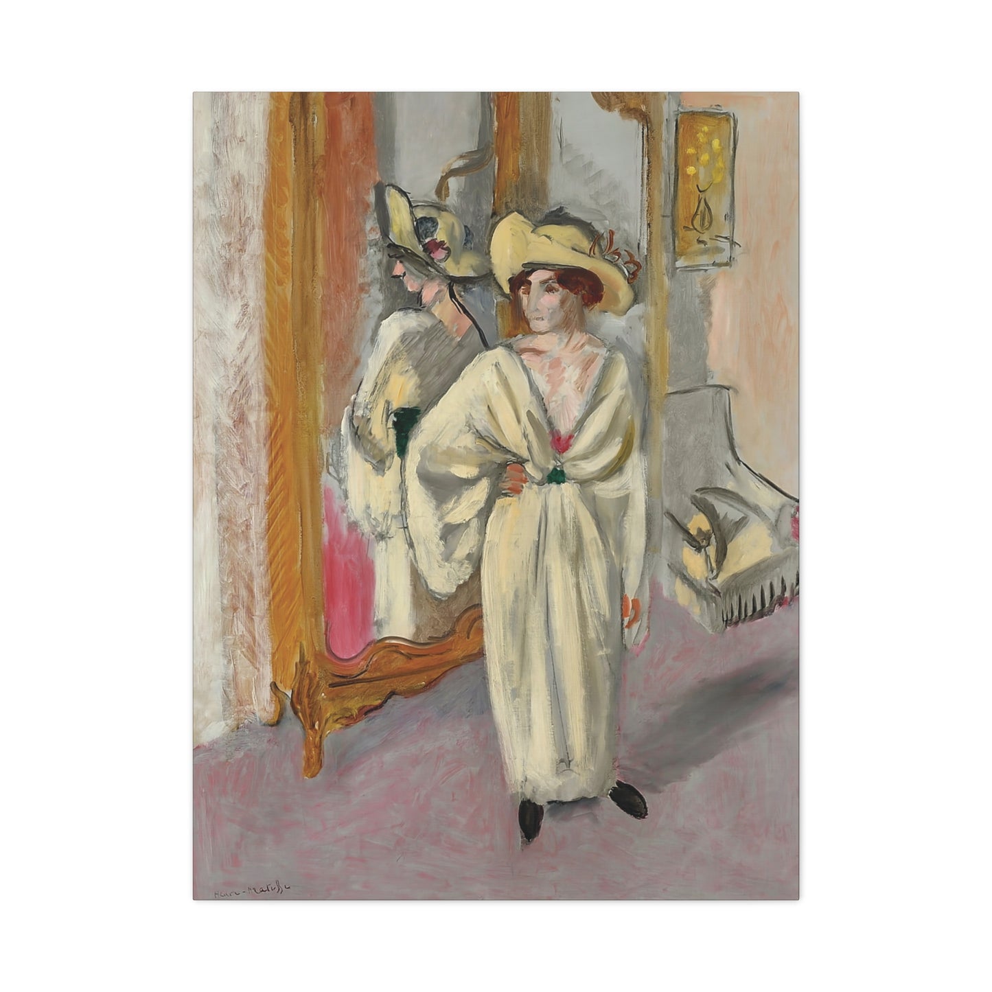 Femme en blanc debout devant une glace (1918-1919) by Henri Matisse / Reproduction Fine Art sur Toile /  Epaisseur 3.2 cm - 1.25 inch