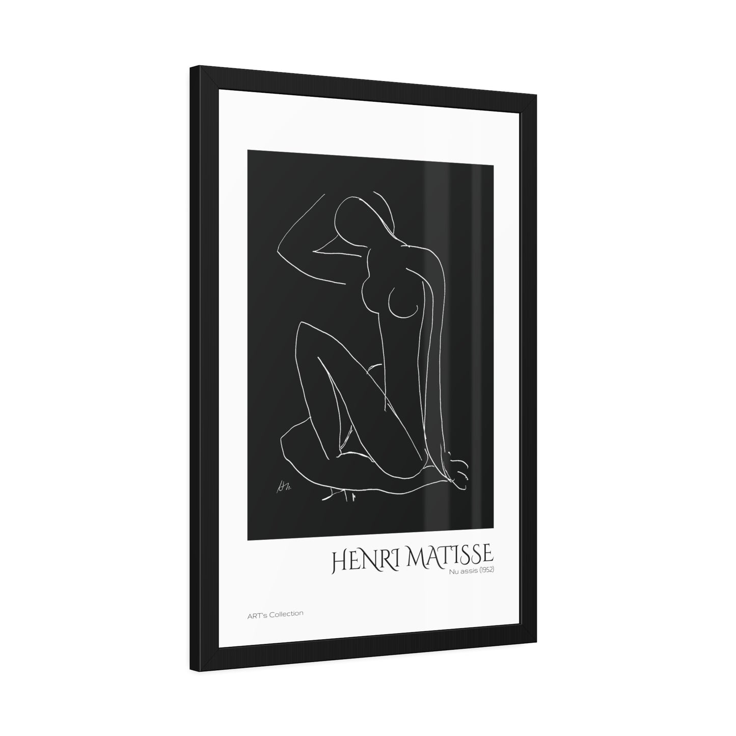 Nu assis (1952) by Henri Matisse version noire et blanche/ Affiche Encadrée série ART's Collection
