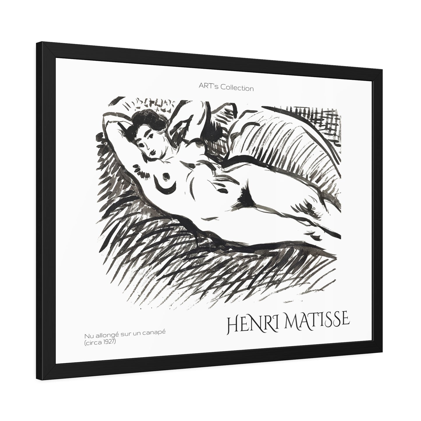 Nu allongé sur un canapé (circa 1927) by Henry Matisse  / Affiche Encadrée série ART's Collection