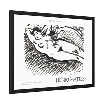 Nu allongé sur un canapé (circa 1927) by Henry Matisse  / Affiche Encadrée série ART's Collection