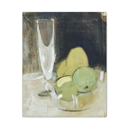 Green Apples And Champagne Glass (1934) by Helene Schjerfbeck / Reproduction Fine Art sur Toile /  Epaisseur 3.2 cm - 1.25 inch