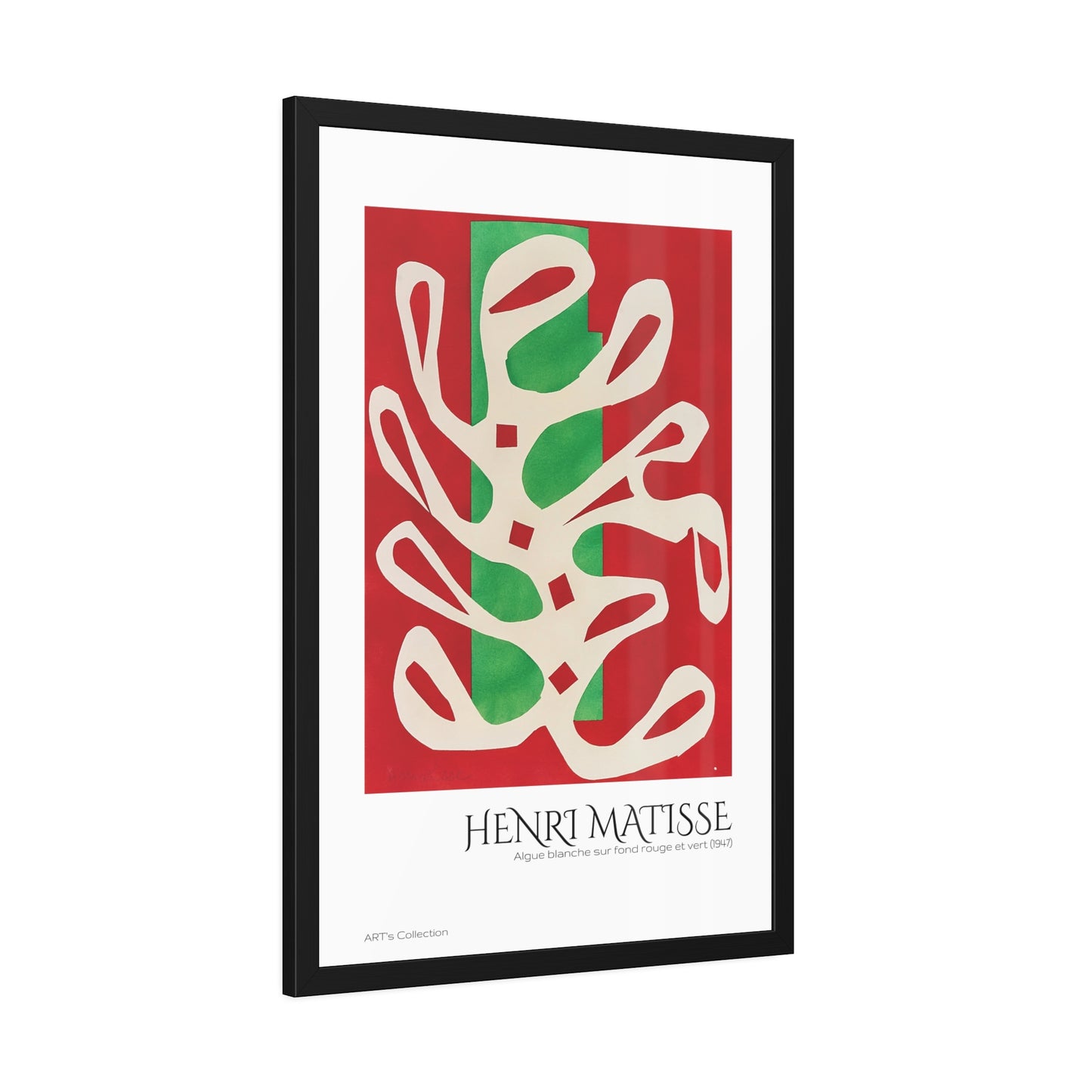 Algue blanche sur fond rouge et vert (1947) by Henri Matisse / Affiche Encadrée série ART's Collection