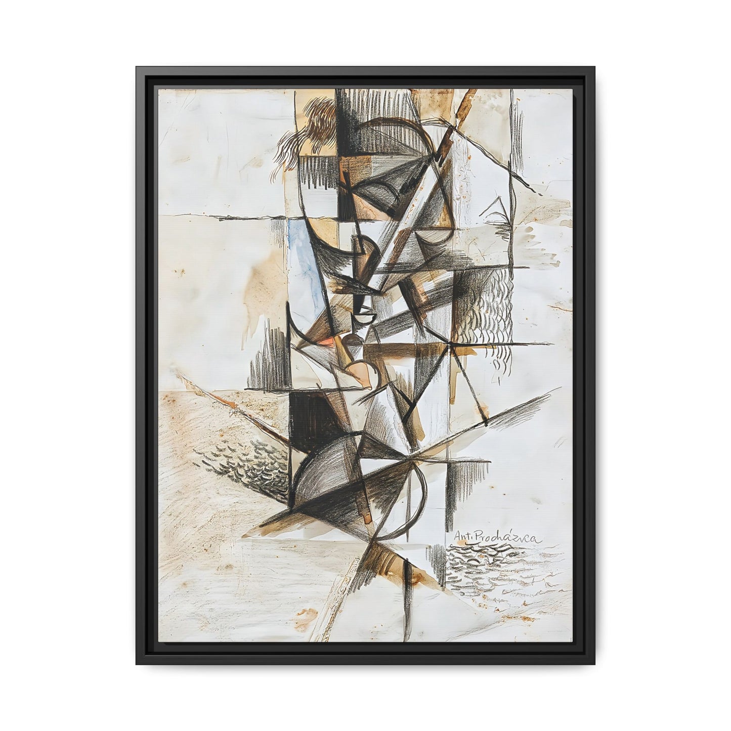 Cubist head (c. 1914) by Antonin Procházka / Toile encadrée sur caisse américaine