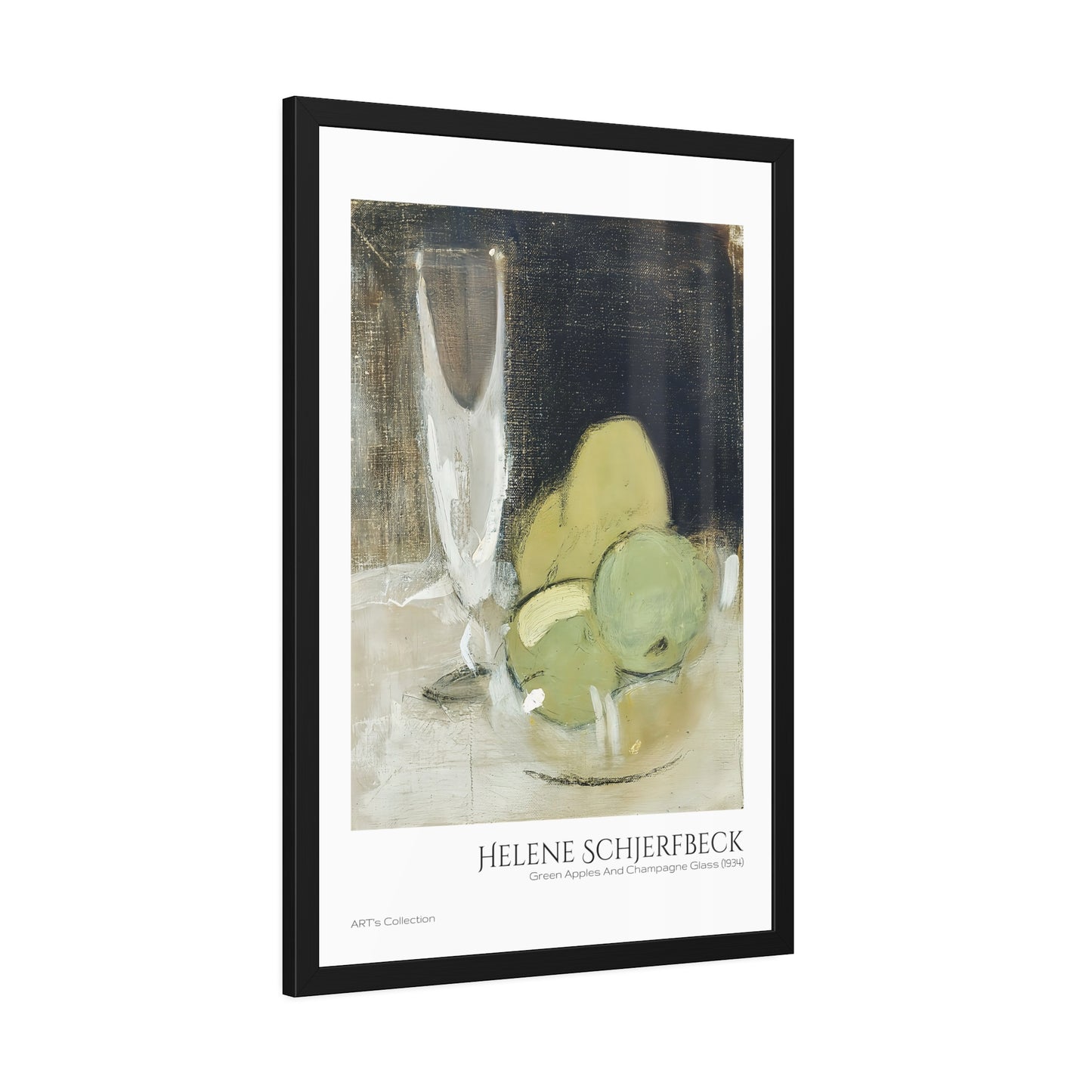 Green Apples And Champagne Glass (1934) by Helene Schjerfbeck / Affiche Encadrée série ART's Collection