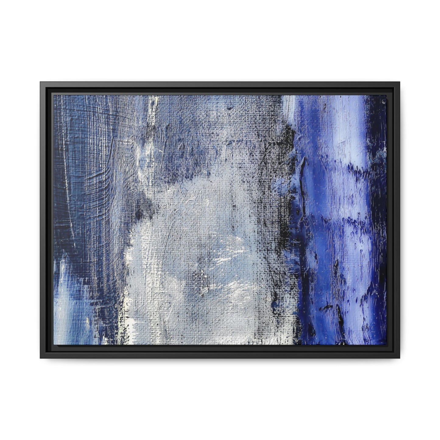 Tableau Beaux Arts Anthracite & Bleu Contrasté "Série Sign Collections" / Toile encadrée sur caisse américaine