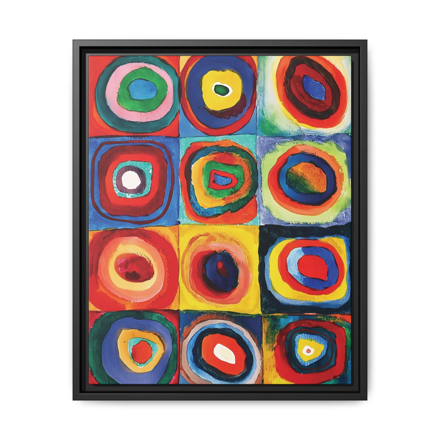 Wassily Kandinsky / Etude De Couleurs : Carrés avec Cercles Concentriques (1913) /Toile encadrée sur caisse américaine