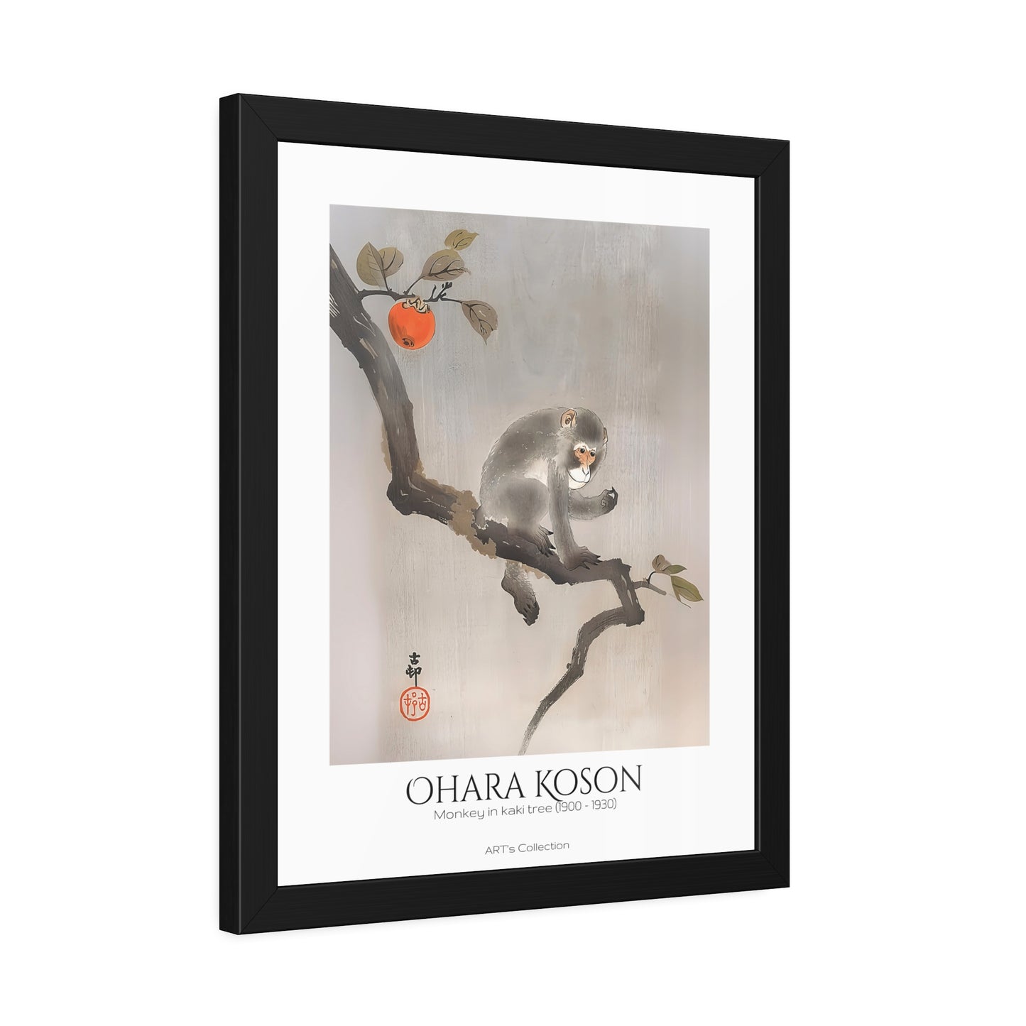Monkey in kaki tree (1900-1930) by Ohara Koson / Affiche Encadrée série ART's Collection