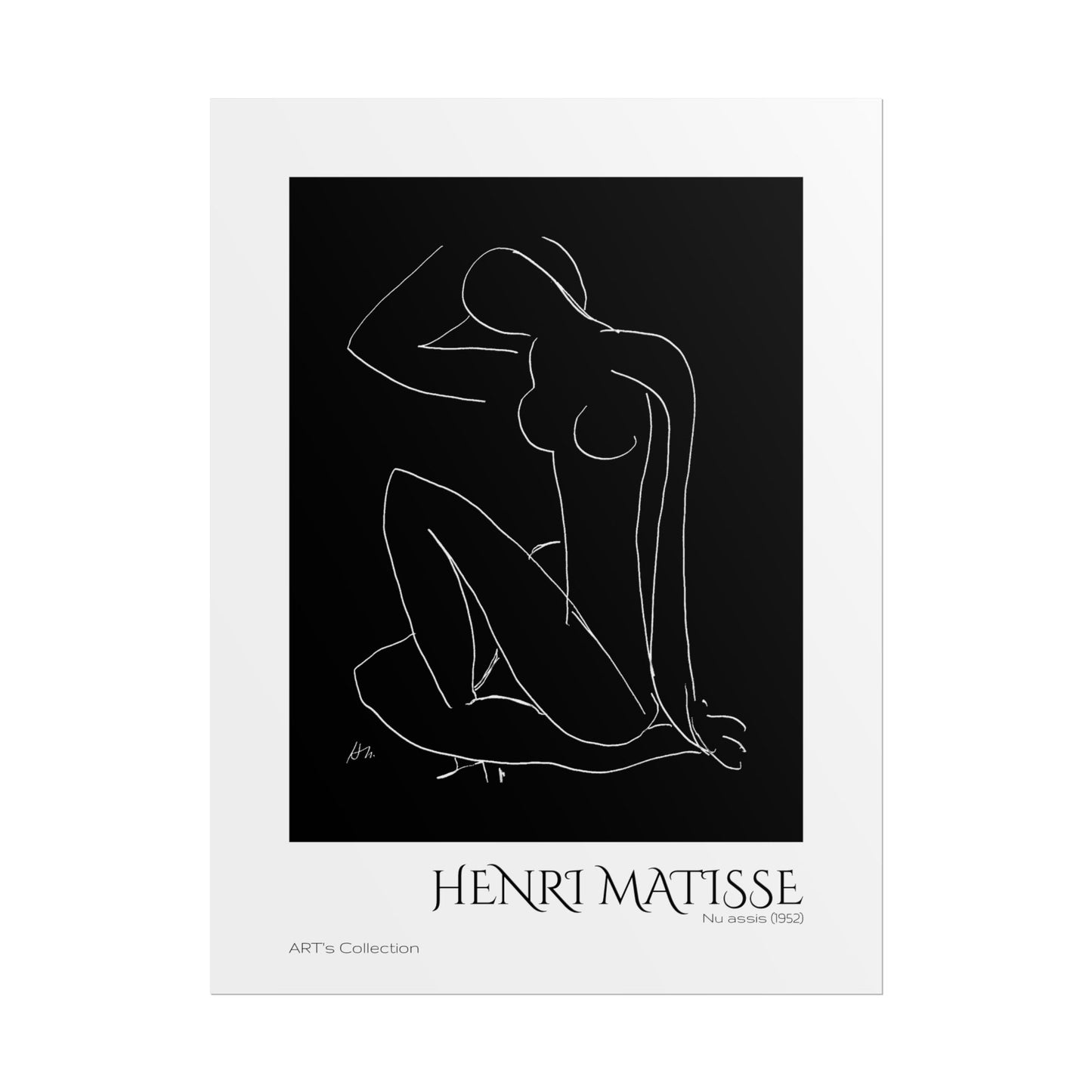 Nu assis (1952) version noire et blanche by Henri Matisse / Affiche imprimée - Série ART's Collection