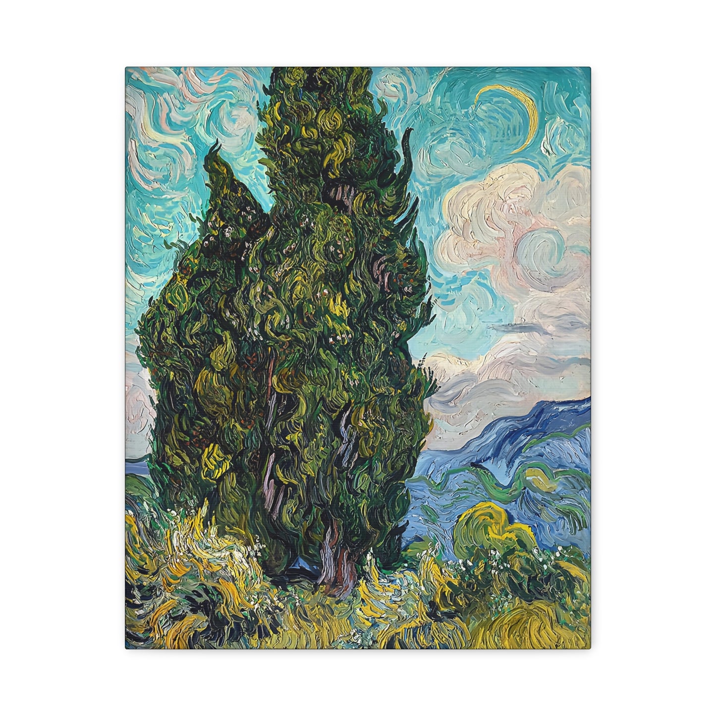 Cypresses (1889) by Vincent van Gogh  / Reproduction Fine Art sur Toile / Epaisseur 3,2cm - 1'25 po
