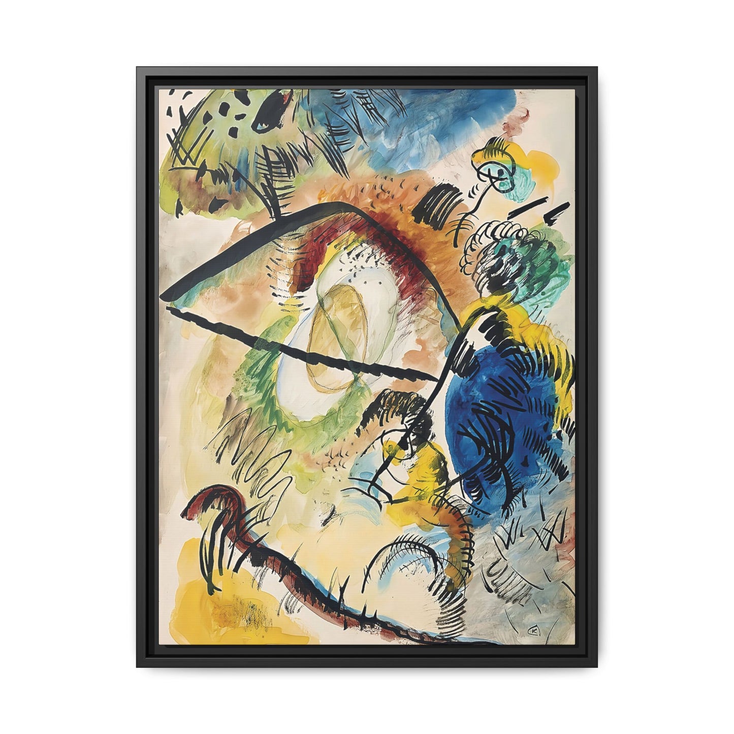 Wassily Kandinsky / Watercolor IX With Black Lines (1913) / Toile encadrée sur caisse américaine