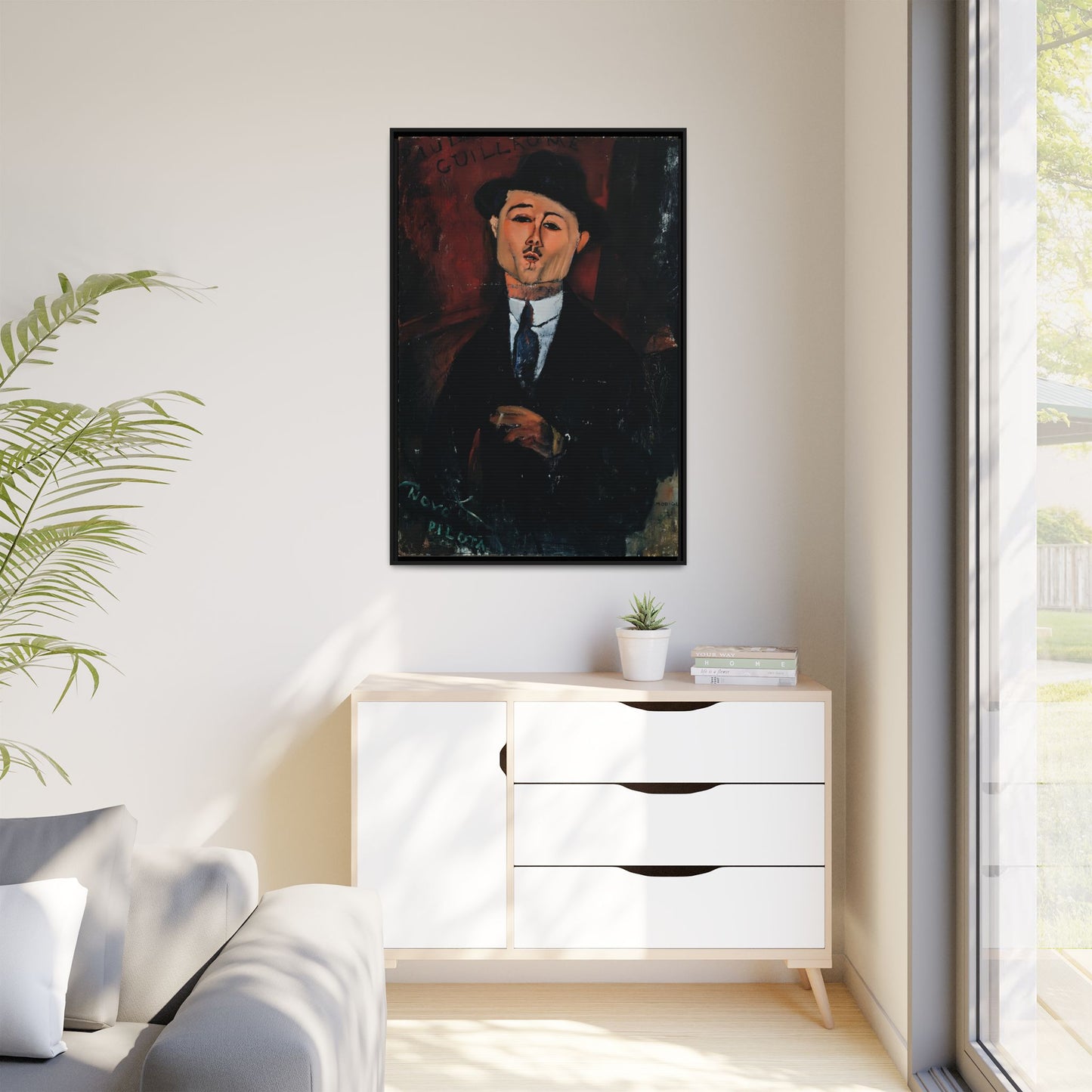 Paul Guillaume, Novo Pilota (1915) by Amedeo Modigliani / Toile encadrée sur caisse américaine