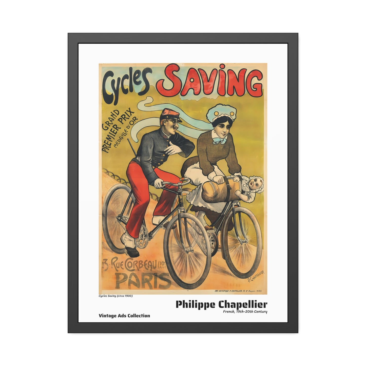 Cycles Saving (circa 1900) by Philippe Chapellier / Affiche Encadrée Série Vintage Ads Collection