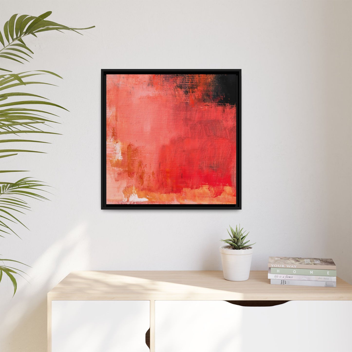 Tableau Contemporain Ecarlate "Série Sign Collections" / Toile encadrée sur caisse américaine