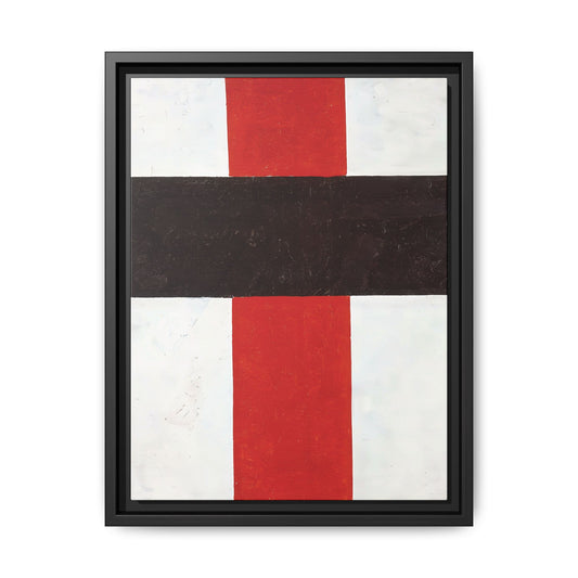 Large cross in black over red on white (1920) by Kazimir Malevich  / Toile encadrée sur caisse américaine