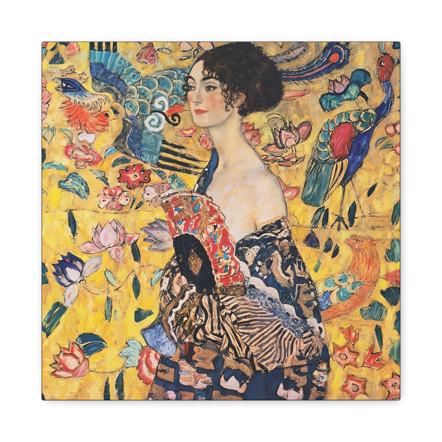 Woman with fan (1917-1918) by Gustav Klimt / Reproduction Fine Art sur Toile / Flanc Large Epaisseur 3.2 cm - 1.25 inch