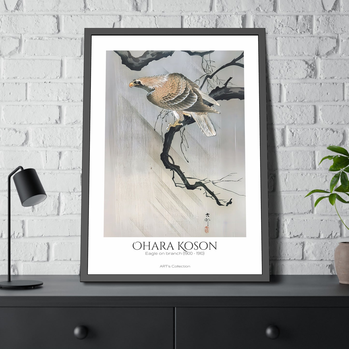Eagle on branch (1900 - 1910) by Ohara Koson / Affiche Encadrée série ART's Collection