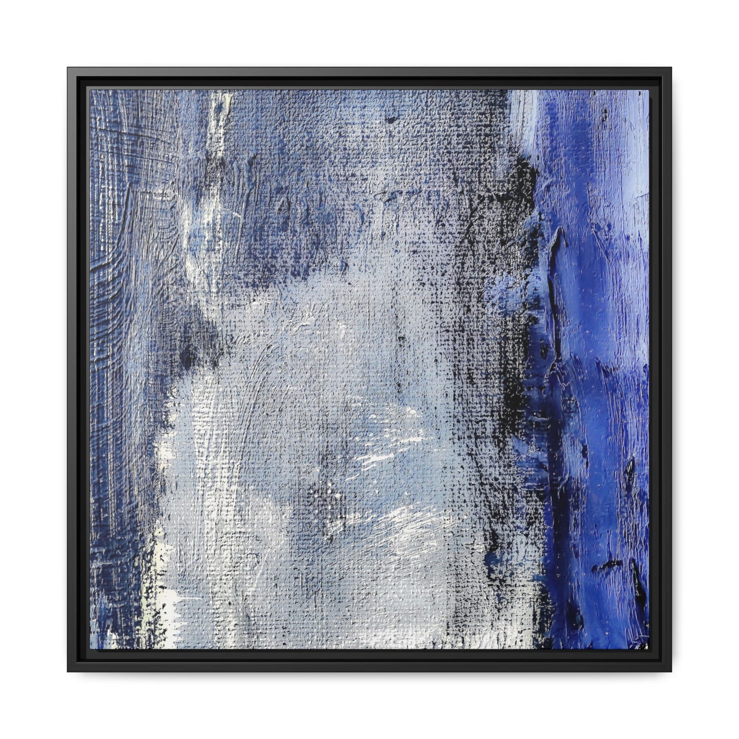 Tableau Beaux Arts Anthracite & Bleu Contrasté "Série Sign Collections" / Toile encadrée sur caisse américaine