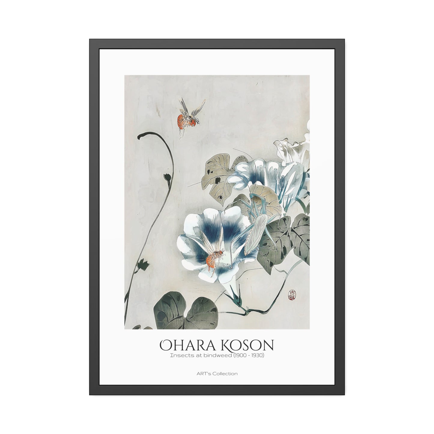 Insects at bindweed (1900 - 1930) by Ohara Koson / Affiche Encadrée série ART's Collection