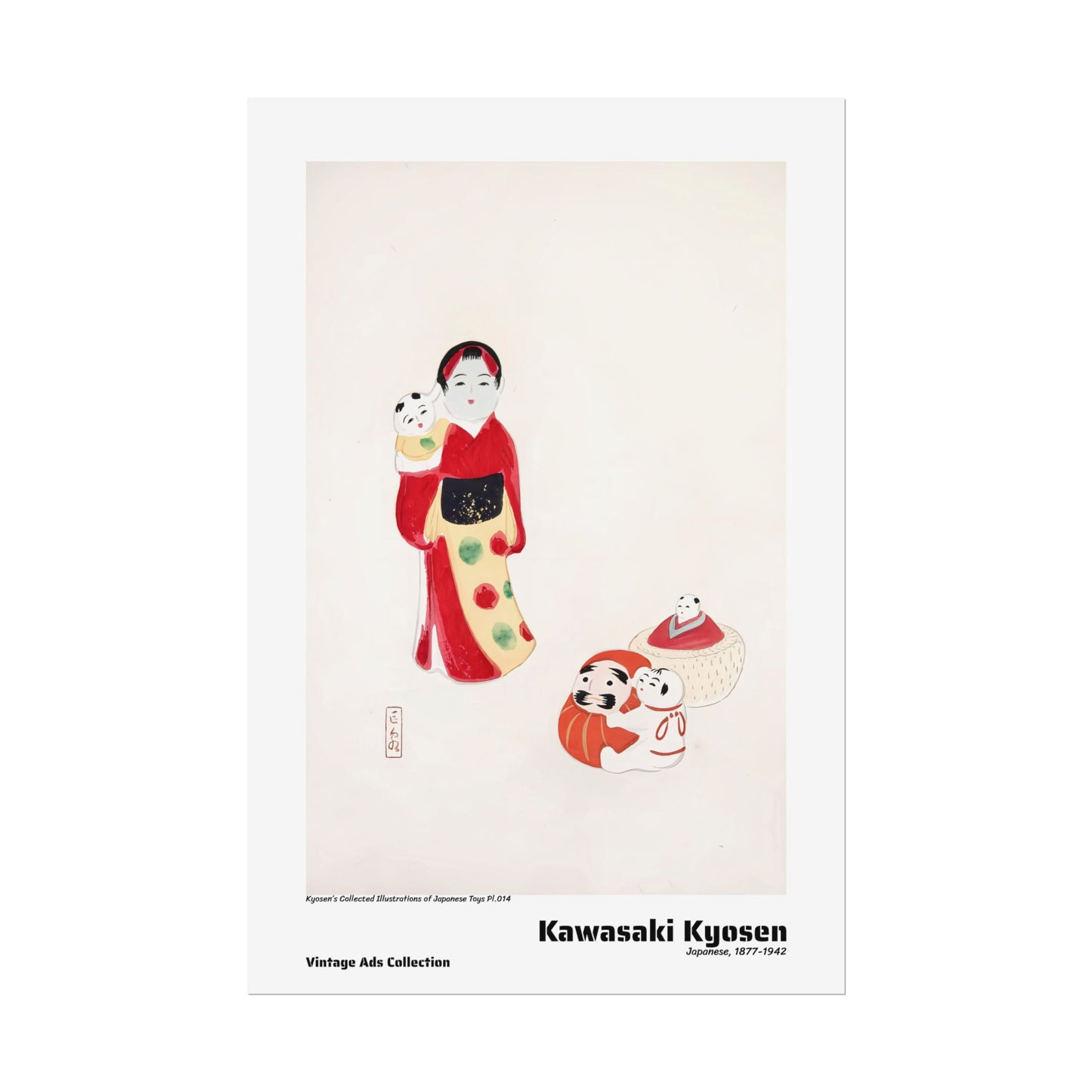 Kyosen's Collected Illustrations of Japanese Toys Pl.014 (1919) by Kawasaki Kyosen / Affiche imprimée - Série Vintage Ads Collection