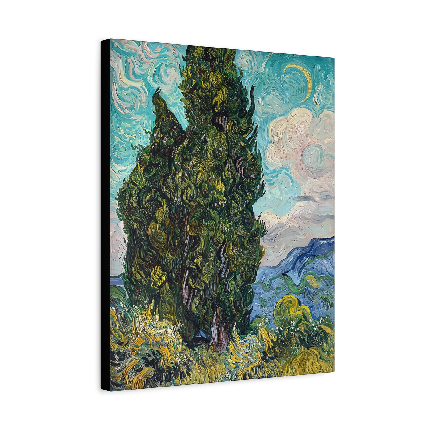 Cypresses (1889) by Vincent van Gogh  / Reproduction Fine Art sur Toile / Epaisseur 3,2cm - 1'25 po