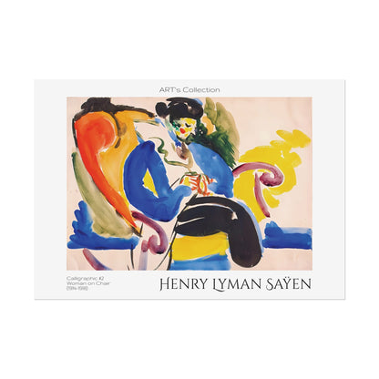 Calligraphic #2 Woman on Chair (1914-1918) by Henry Lyman Saÿen / Affiche imprimée - Série ART's Collection