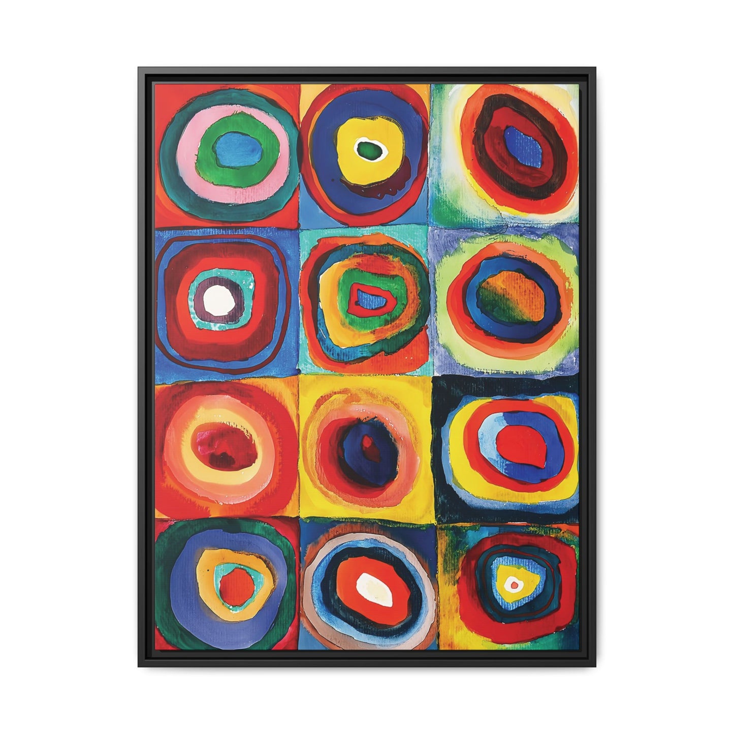 Wassily Kandinsky / Etude De Couleurs : Carrés avec Cercles Concentriques (1913) /Toile encadrée sur caisse américaine