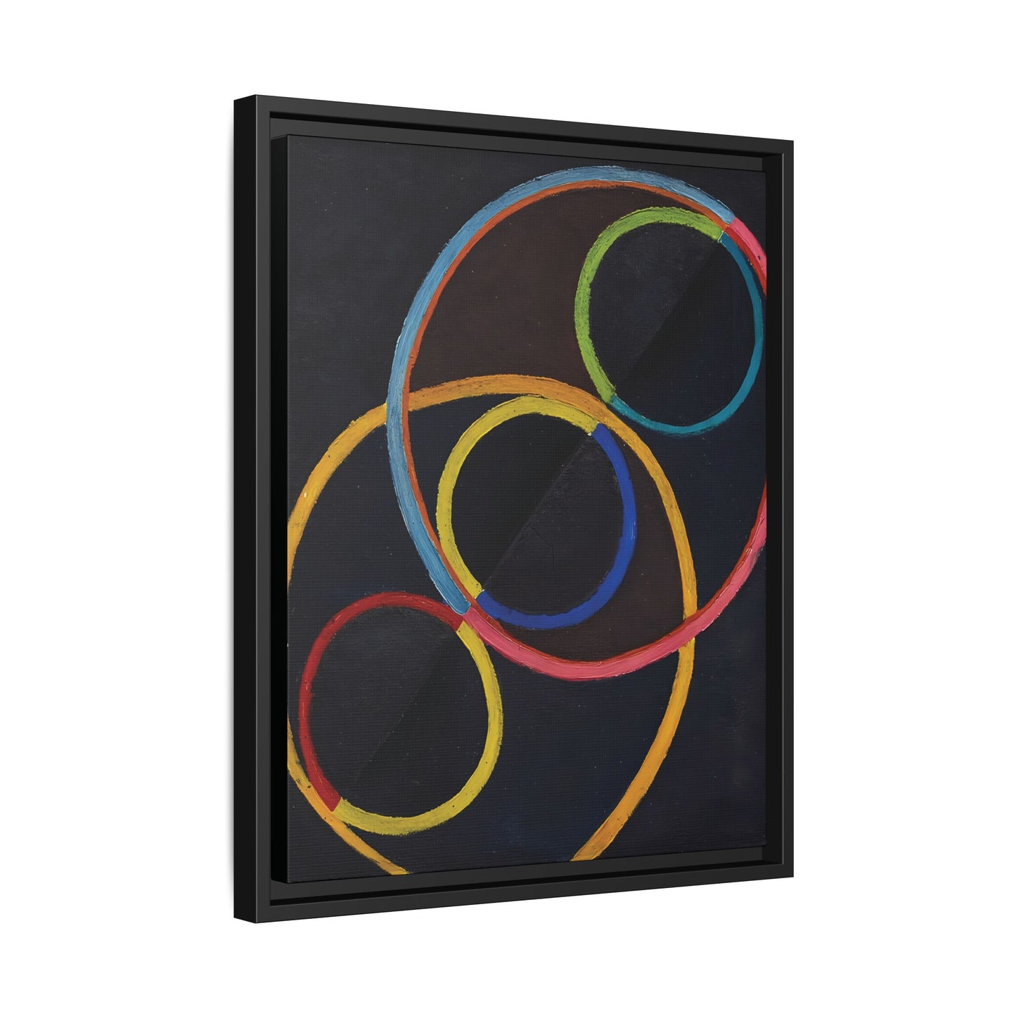 Relief noir avec des cercles de couleur  by Robert Delaunay  / Toile encadrée sur caisse américaine