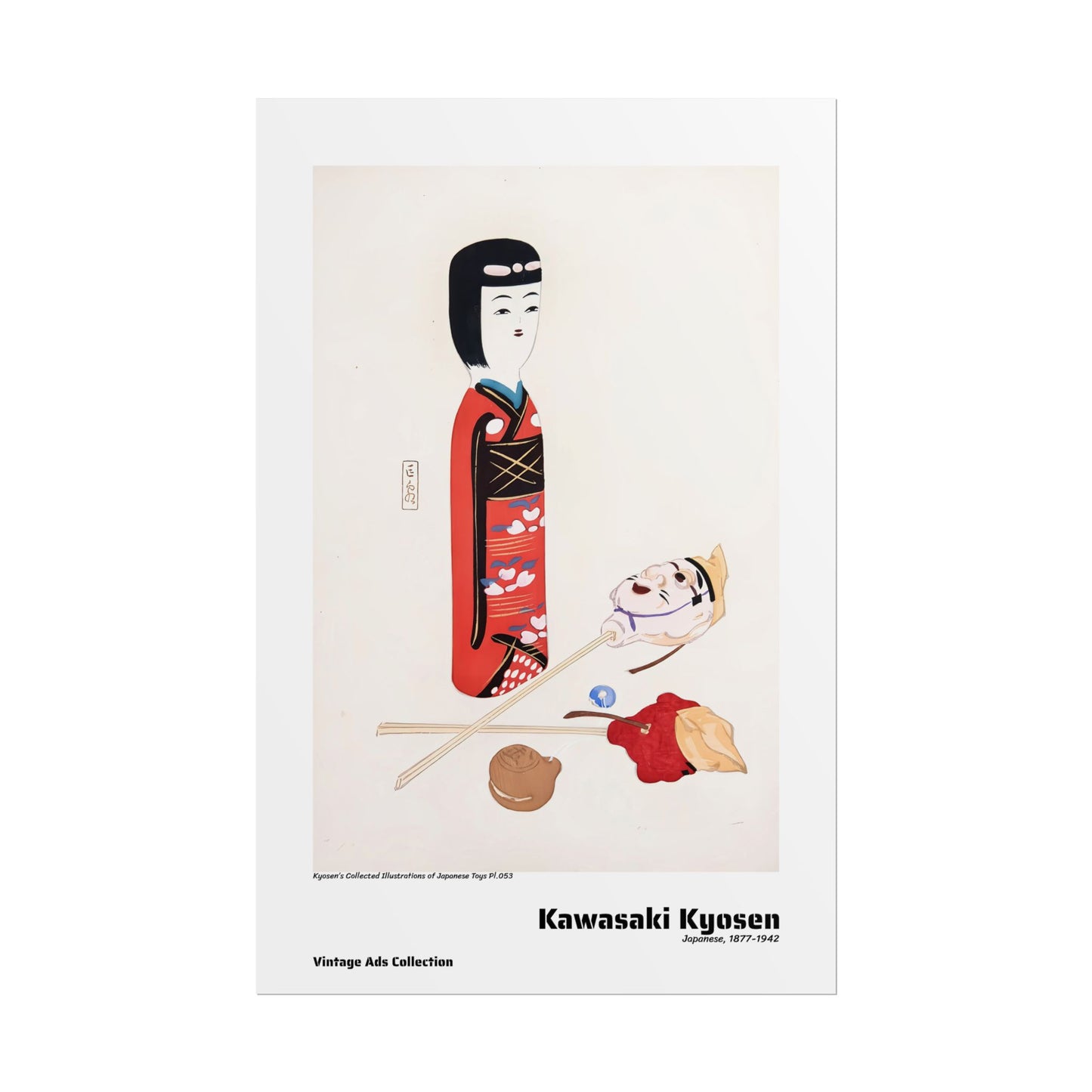 Kyosen's Collected Illustrations of Japanese Toys Pl.053 (1919) by Kawasaki Kyosen / Affiche imprimée - Série Vintage Ads Collection
