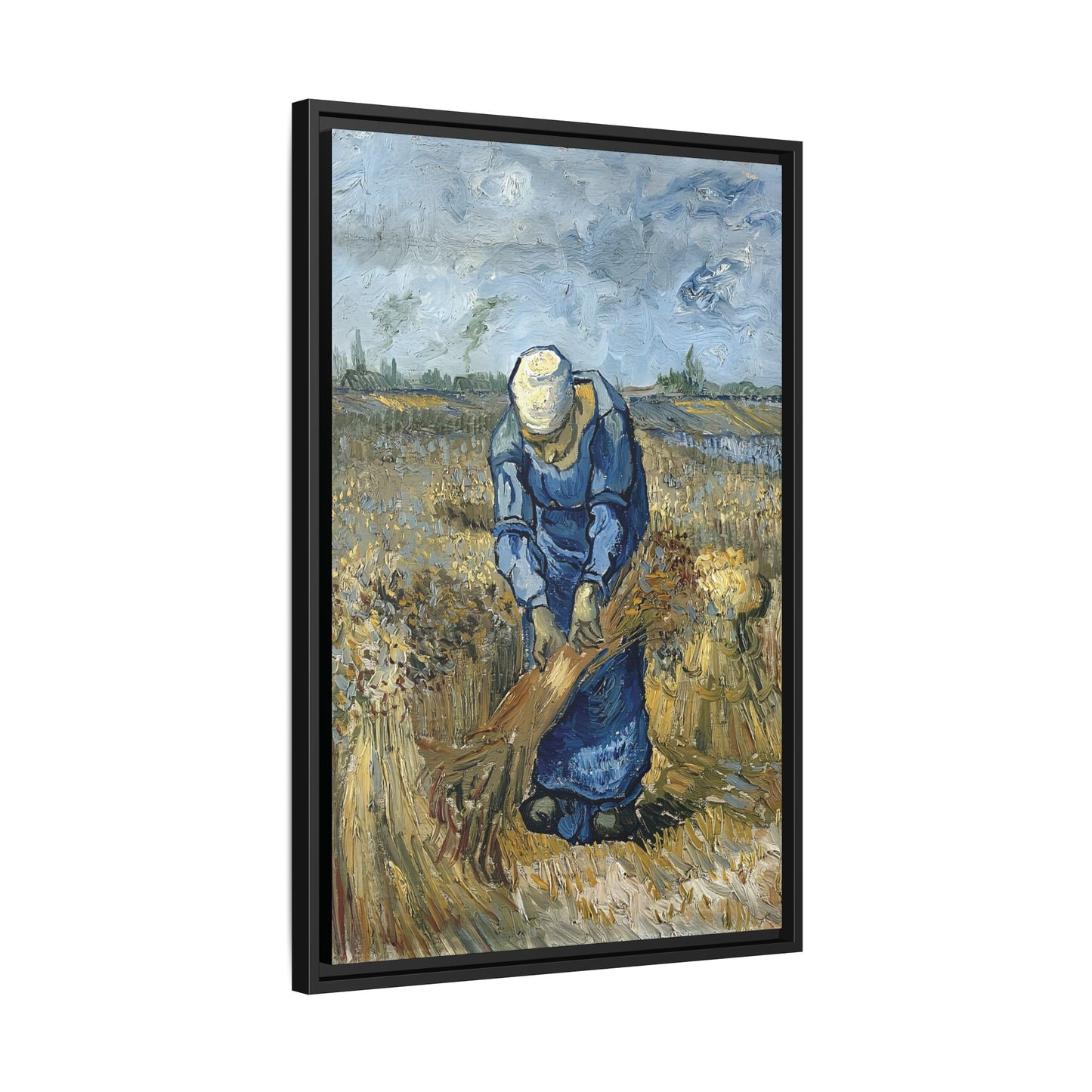 Peasant Woman Binding Sheaves (After Millet) by Vincent van Gogh / Toile encadrée sur caisse américaine