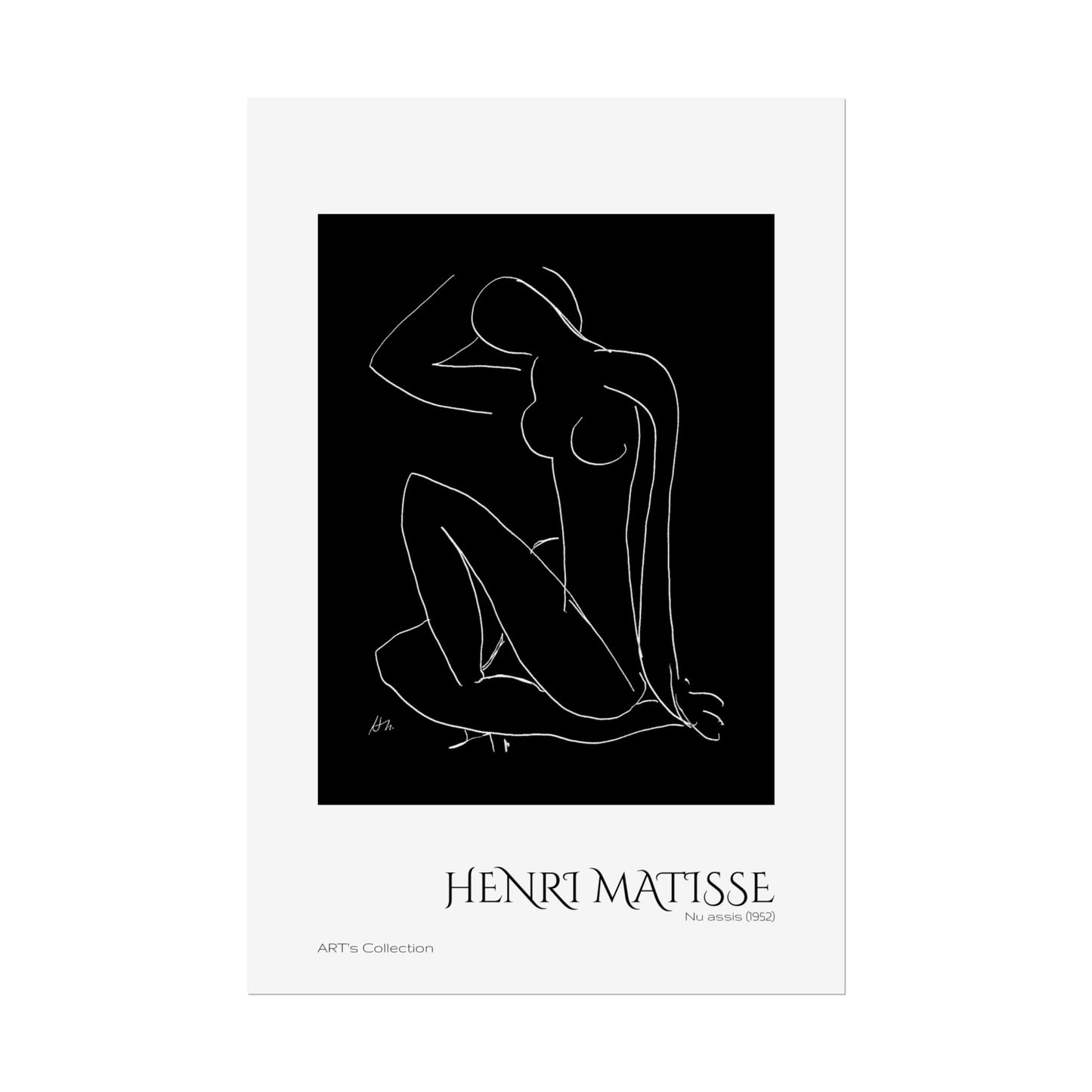 Nu assis (1952) version noire et blanche by Henri Matisse / Affiche imprimée - Série ART's Collection