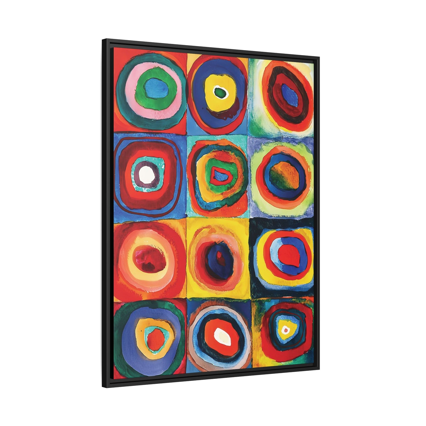 Wassily Kandinsky / Etude De Couleurs : Carrés avec Cercles Concentriques (1913) /Toile encadrée sur caisse américaine