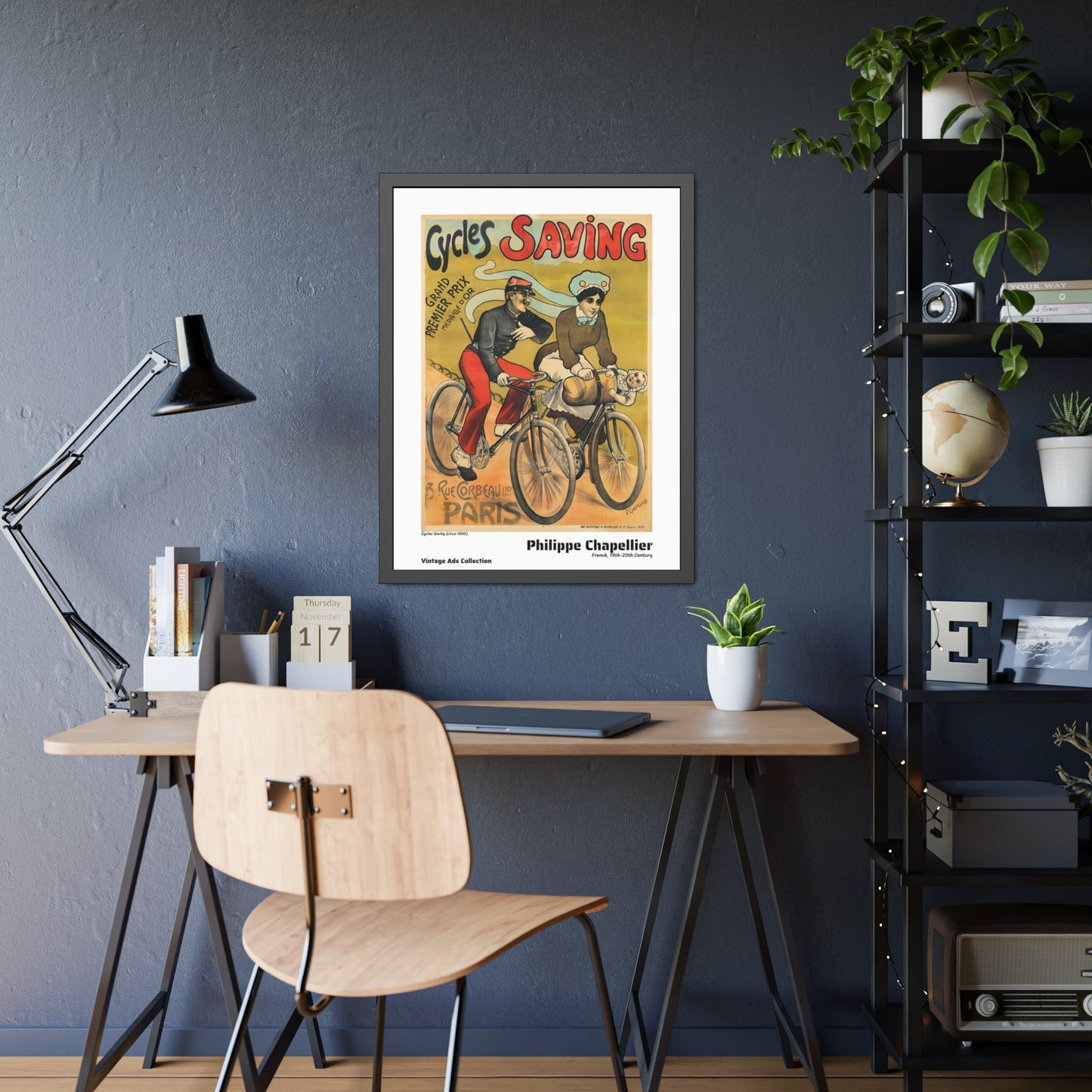 Cycles Saving (circa 1900) by Philippe Chapellier / Affiche Encadrée Série Vintage Ads Collection