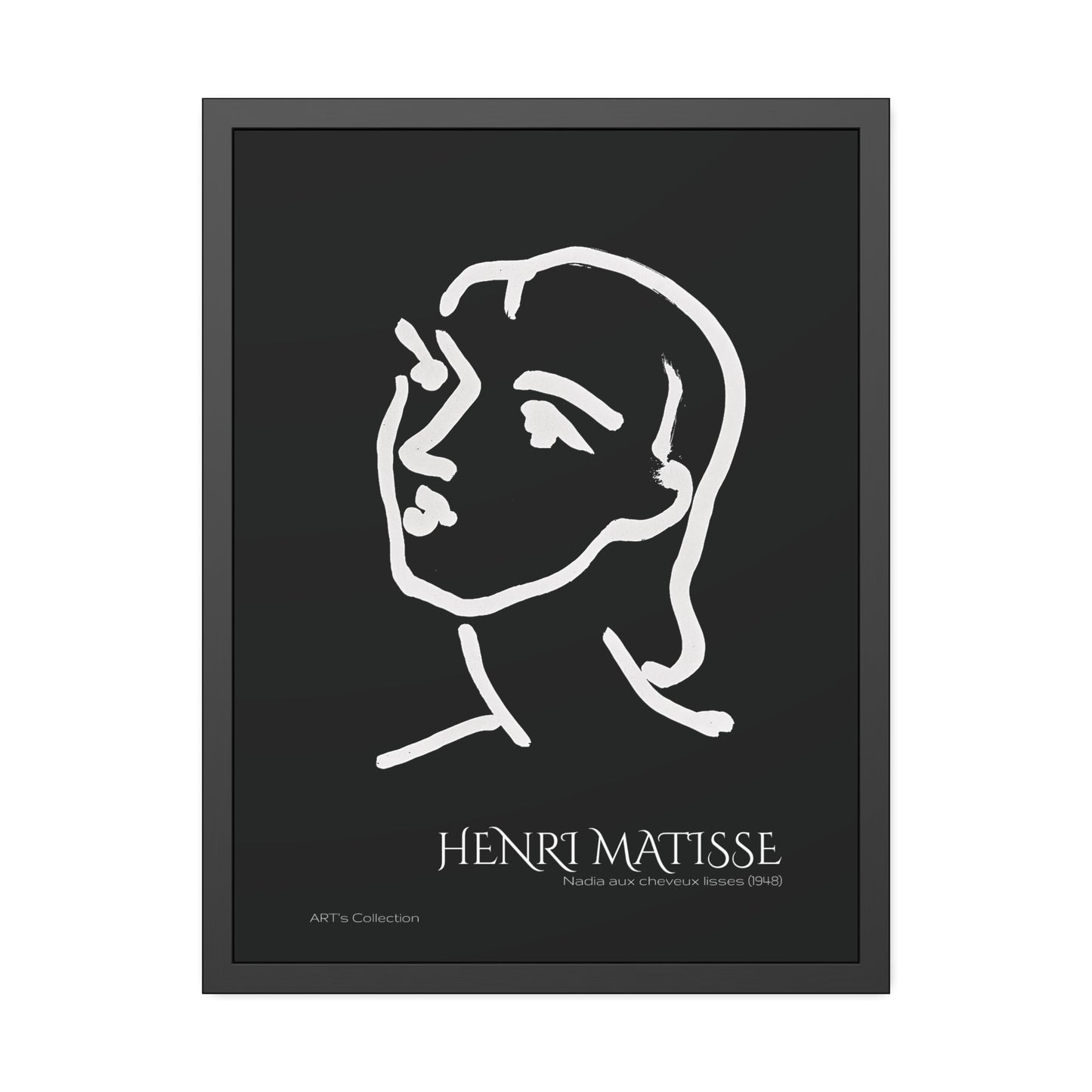 Nadia aux cheveux lisses (1948) black édition by Henri Matisse / Affiche Encadrée série ART's Collection