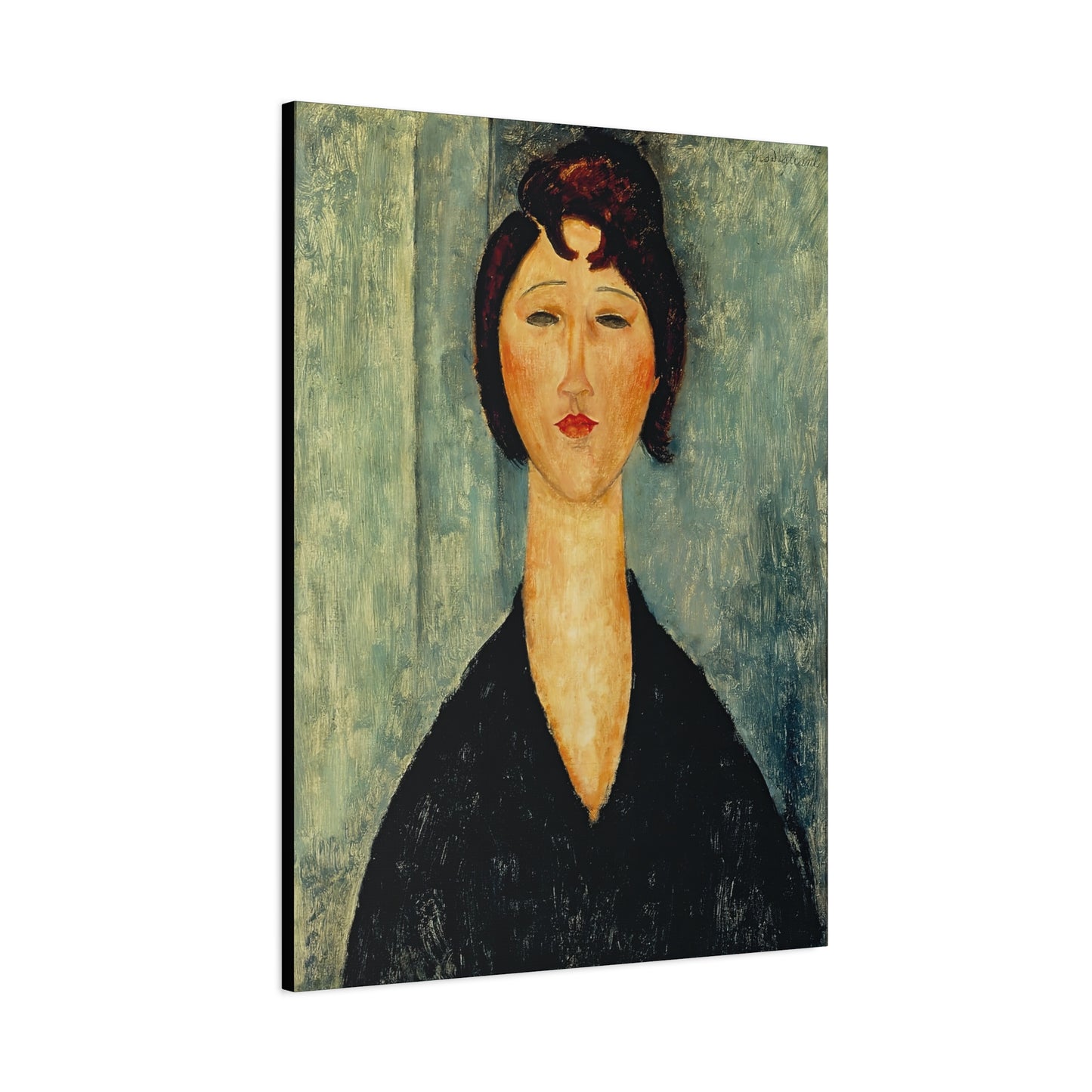 Portrait of a Young Woman (1918) by Amedeo Modigliani / Reproduction Fine Art sur Toile / Flanc Large Epaisseur 3.2 cm - 1.25 inch