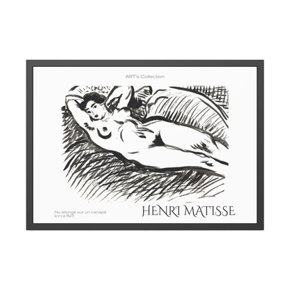 Nu allongé sur un canapé (circa 1927) by Henry Matisse  / Affiche Encadrée série ART's Collection