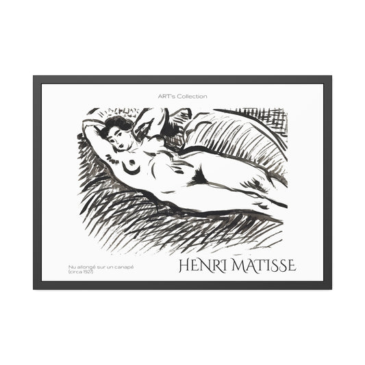 Nu allongé sur un canapé (circa 1927) by Henry Matisse  / Affiche Encadrée série ART's Collection