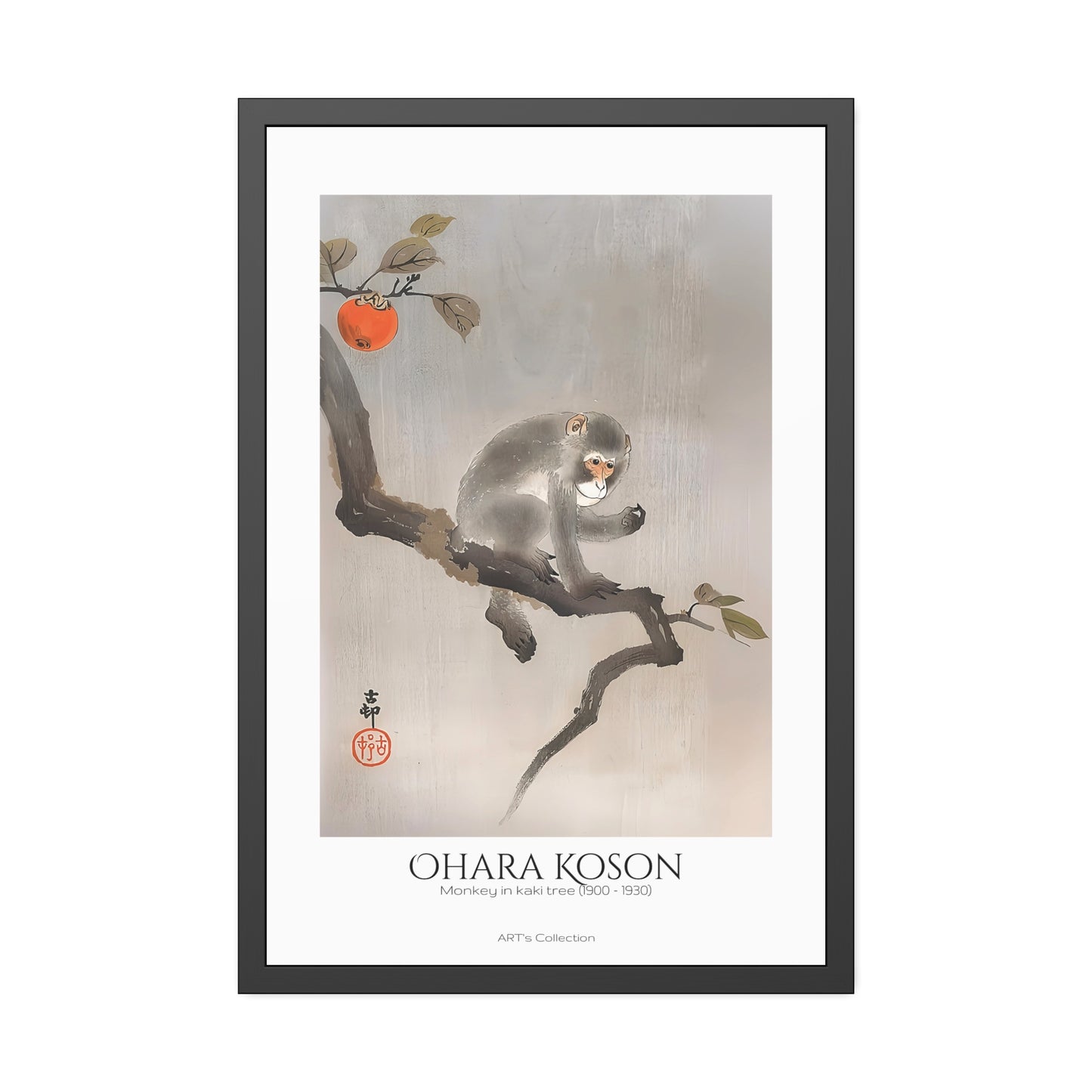 Monkey in kaki tree (1900-1930) by Ohara Koson / Affiche Encadrée série ART's Collection