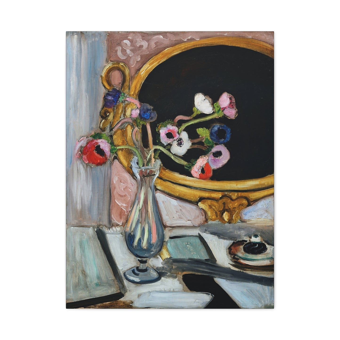 Anémones au miroir noir (1919) by Henri Matisse / Reproduction Fine Art sur Toile /  Epaisseur 3.2 cm - 1.25 inch
