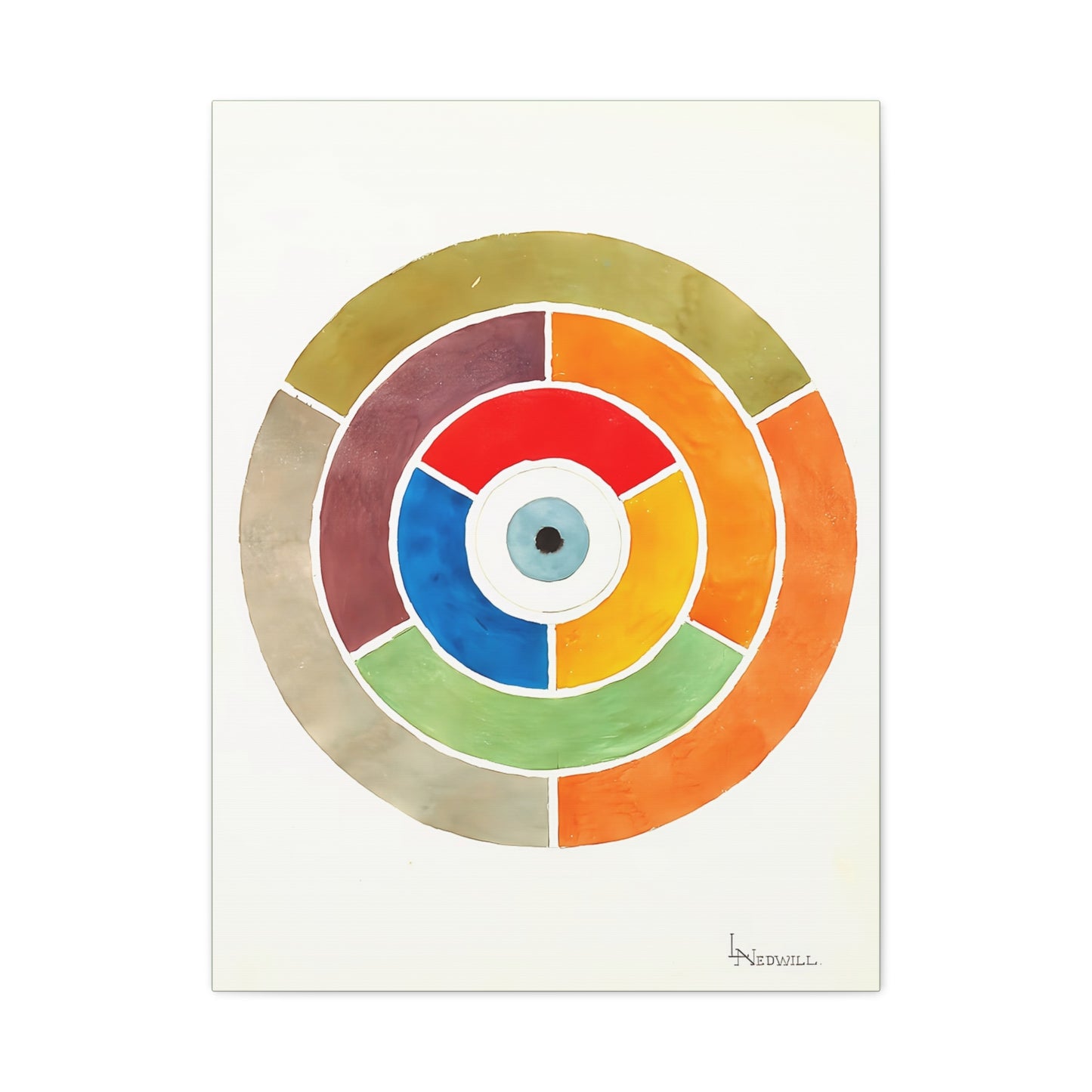 Disc Showing Primary Secondary and Tertiary Colors (ca 1900) by Elizabeth A. Nedwill / Reproduction Fine Art sur Toile /   3.2 cm-1.25 inch