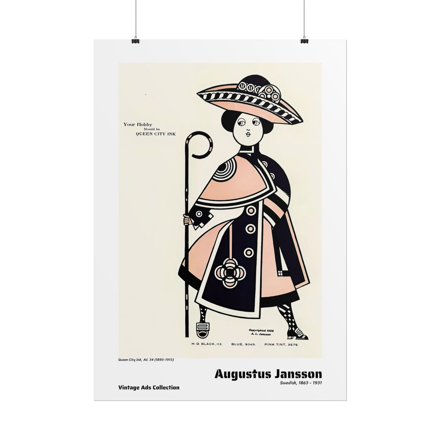 Queen City Ink, Ad. 34 (1890-1913) by Augustus Jansson / Affiche imprimée - Série Vintage Ads Collection